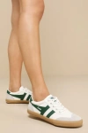 GOLA BADMINTON OFF WHITE AND GREEN GUM SOLE SUEDE LEATHER SNEAKERS