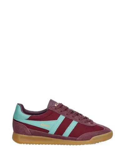 Gola Contrast-panel Lace-up Sneakers In Red