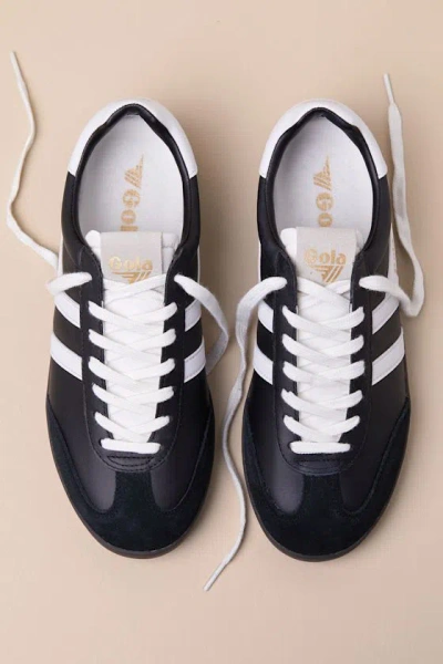 Gola Cyclone Black And White Leather Lace-up Sneakers