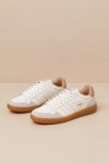 Gola Eagle '86 Off White And Light Caramel Suede Leather Sneakers In White