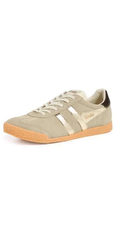 Gola Elan Glitz Sneakers Bone/gold/dark Brown In Neutral