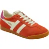 Gola Elan Colourful Counter Suede Sneakers Women In Hot Coral/off White/fuchsia