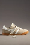 Gola Elan Tobacco And White Color Block Suede Leather Sneakers In Beige