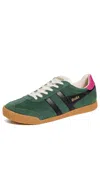Gola Elan Evergreen Color Block Suede Leather Sneakers In Evergreen/black/fuchsia