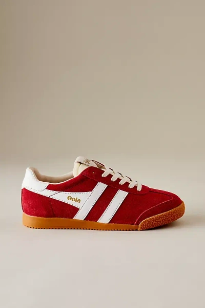 Gola Elan Deep Red Color Block Suede Leather Sneakers