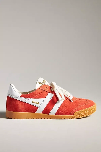 Gola Elan Deep Red Color Block Suede Leather Sneakers