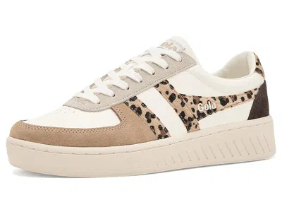 Gola Grandslam Safari Quadrant Trainers Women's Cross Training Shoes White/light Caramel/leopard/mocha: 8 In Gold