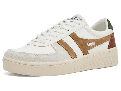 Gola Grandslam Trident Women's Shoes White/brown Sugar/dark Khaki: 7 B - Medium, Synthetic/textile In Gold