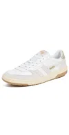 Gola Hawk Suede Trainers In White/white/gold