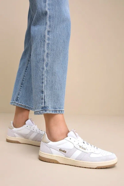 Gola Hawk White Multi Color Block Suede Sneakers