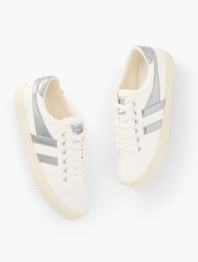 Gola Â® Mark Cox Tennis Sneakers - Metallic - White/silver - 11m - 100% Cotton Talbots In White,silver