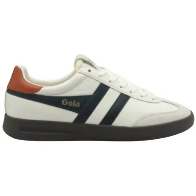 Gola Men's Cyclone Leather Sneaker In White/navy/moody Orange/dark Gum