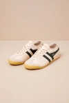 Gola Race Ecru And Dark Khaki Leather Lace-up Sneakers In White