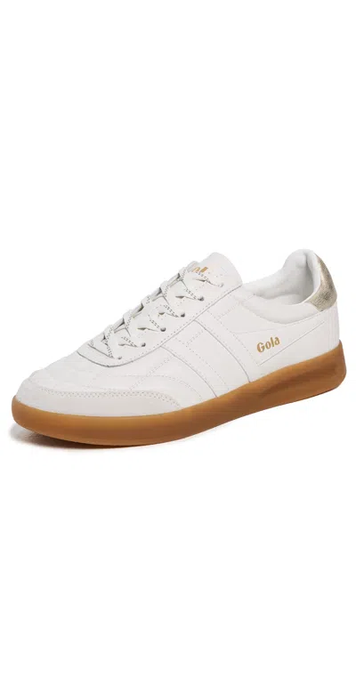GOLA STADIA LEATHER SNEAKERS WHITE/GOLD/GUM