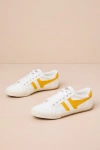 GOLA STRATUS OFF WHITE AND SUN YELLOW LACE-UP SNEAKERS