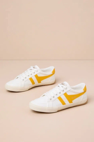 Gola Stratus Off White And Sun Yellow Lace-up Sneakers In Yellow