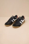Gola Torpedo Black Multi Color Block Leather Lace-up Sneakers In Black