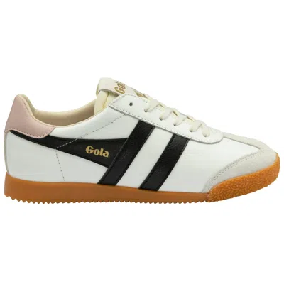 Gola Women's Elan Leather Sneakers In White/black/ Chalk Pink In Multi