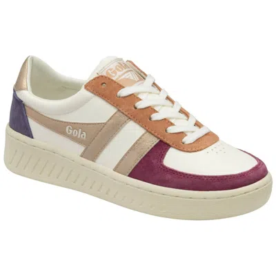 Gola Women's Grandslam Quadrant Sneaker In White/cerise/rose Gold/plum In Multi