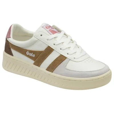 Gola Women's Grandslam Trident Sneakers In White/brown Sugar/dusty Rose