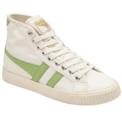 Gola Women's Mark Cox High Top Sneaker In Off White Patina Green In Multi