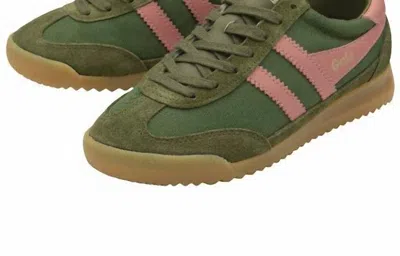 Gola Women's Tornado Sneakers In Military Green/ Coral Pink