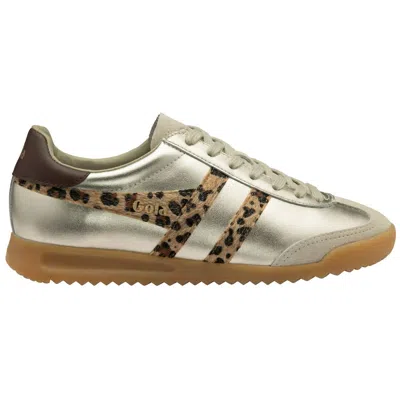 Gola Torpedo Glimmer Safari Sneakers Gold/leopard/dark Brown In Multi