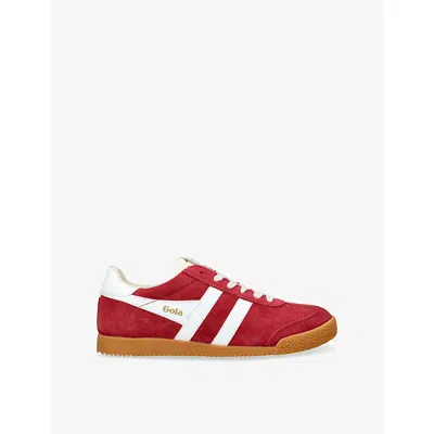 GOLA WOMENS RED ELAN SUEDE LOW-TOP TRAINERS EUR 37 / 4 UK