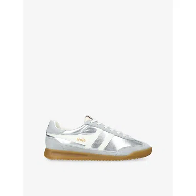 Gola Womens Silver Firefly Metallic Woven And Suede Trainers Eur 39 / 6 Uk