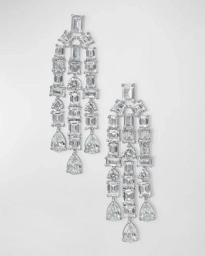 Golconda By Kenneth Jay Lane Multi Shape Cubic Zirconia Triple Waterfall Post Earrings In Clear/silver