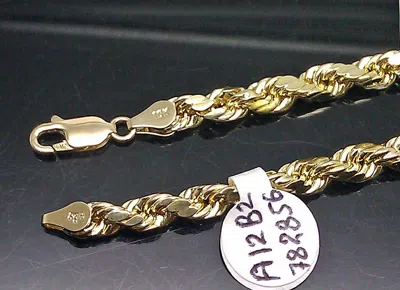 Pre-owned Gold & Diamond Jewelers Real 10k Yellow Gold Rope Chain Necklace 18" Inch 5mm Women Men Choker In Dim Gray