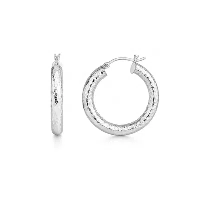 Gold & Honey Hammered Hoop Earrings In Silver