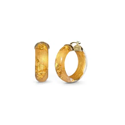 Gold & Honey Women's 24k Gold Leaf Huggie Hoop Earrings In Golden Nugget In Neutral