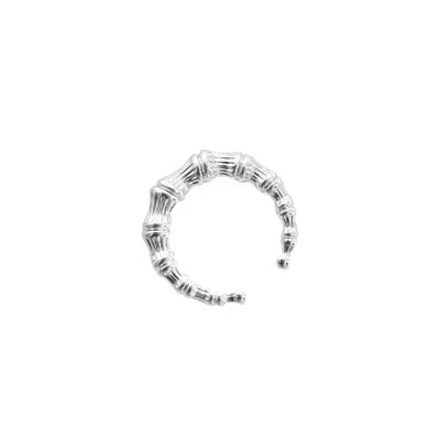 Gold & Honey Women's Bamboo Cuff Ring In Silver
