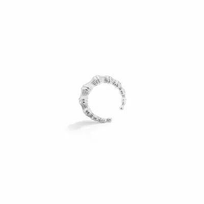 Gold & Honey Women's Bamboo Cuff Rings In Silver In White