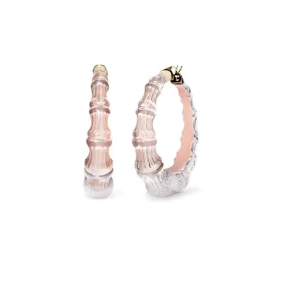 Gold & Honey Women's Bamboo Illusion Lucite Hoop Earrings In Ballerina Slipper In Multi