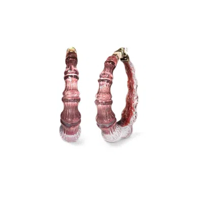 Gold & Honey Women's Bamboo Illusion Lucite Hoop Earrings In Cocoa In Pink