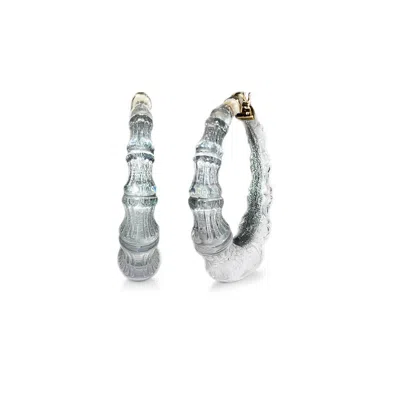 Gold & Honey Women's Bamboo Illusion Lucite Hoop Earrings In Pixi In Gray