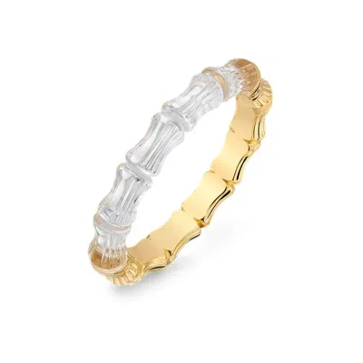 Gold & Honey Women's Bamboo Lucite Hinge Bangle In Clear In Gold