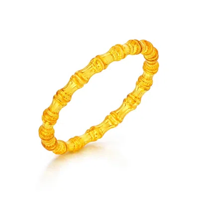 Gold & Honey Women's Gold Bamboo Lucite Slip On Bangle Bracelet In Honey In Yellow