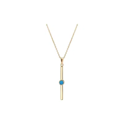 Gold & Honey Women's Bar Pendant In Go;d & Turquoise In Blue