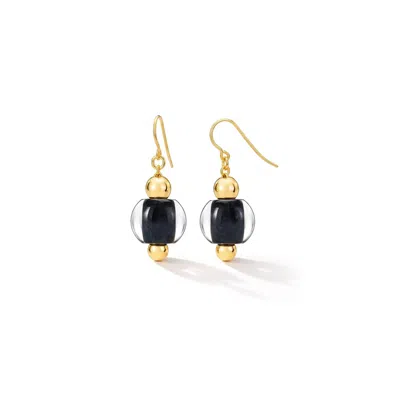 Gold & Honey Women's Bead Drop Earrings In Black & Gold In Multi