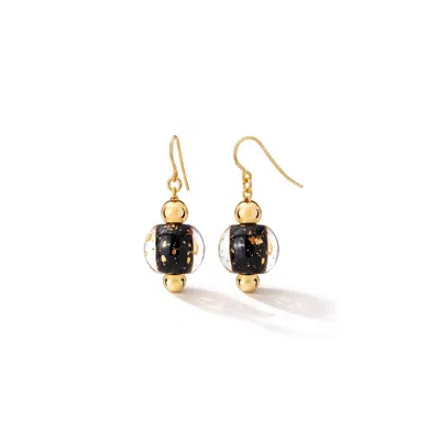 Gold & Honey Women's Bead Drop Earrings In Black Gold Flakes
