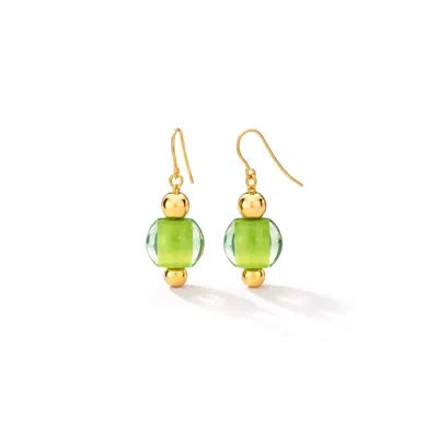 Gold & Honey Women's Bead Drop Earrings In Green Marble