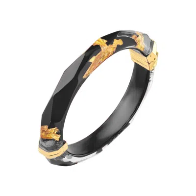 Gold & Honey Women's Black / Gold 24k Gold Leaf Lucite Bangle In Black In Multi