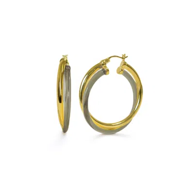 Gold & Honey Women's Black / Gold Crossover Hoops In Blackberry In Multi