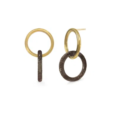 Gold & Honey Women's Black / Gold Double Drop Earrings In Blackberry In Multi