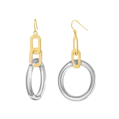Gold & Honey Women's Black / Gold Link Drop Earrings In Blackberry In Silver