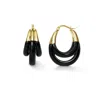 Gold & Honey Women's Black / Gold Triple Hoop Lucite Earrings In Black In Black