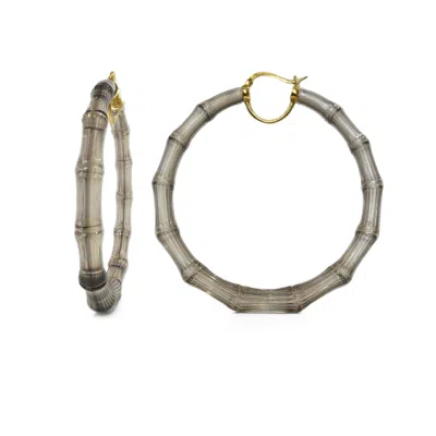 Gold & Honey Women's Black / Gold Xl Bamboo Hoop Earrings In Blackberry In Multi